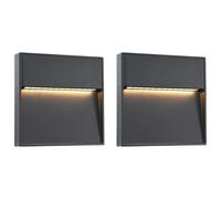 vidaXL 2x Outdoor LED Wall Lights 3W Black Square Garden Patio Lighting Lamp