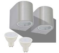 vidaXL 2x Outdoor LED Wall Lights Round Downwards Garden Lamp Lighting Fixture