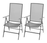 vidaXL 2x Outdoor Reclining Chairs Steel Mesh Garden Patio Furniture Seat