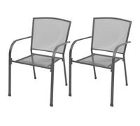vidaXL Stackable Garden Chairs 2 pcs Steel Grey UK HOT