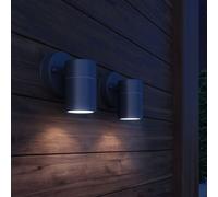 vidaXL 2x Outdoor Wall Lights Stainless Steel Downwards Black Garden Lamp