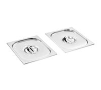 vidaXL - 2x Pan Lids 325x265mm Stainless Steel GN 1/2 Tray Cover for Restaurants/Hotels/Home