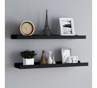 Vidaxl Picture Frame Ledge Shelves 2 Pcs Black 80X9X3 Cm Mdf