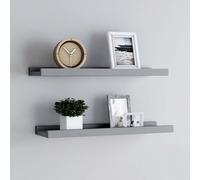 Vidaxl Picture Frame Ledge Shelves 2 Pcs Grey 40X9X3 Cm Mdf, Grey