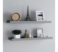 Vidaxl Picture Frame Ledge Shelves 2 Pcs Grey 80X9X3 Cm Mdf