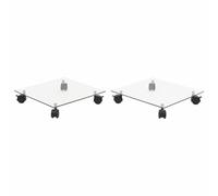 vidaXL 2x Plant Rollers Tempered Glass 35x35cm Square Holder Carrier Pot Base vi