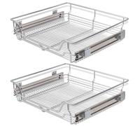 vidaXL 2x Pull-Out Wire Baskets Silver 600mm Kitchen Utensil Holder Rack Unit