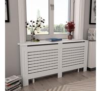 vidaXL 2x Radiator Covers White MDF Living Room Bedroom Heater Cabinet Shelf