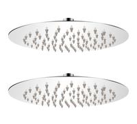 vidaXL 2x Rain Shower Head Stainless Steel 20cm Water Saving Bath Accessory