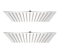 vidaXL 2x Rain Shower Head Stainless Steel 30x30cm Water Saving Bath Accessory