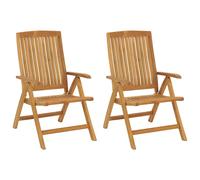vidaXL 2x Reclining Garden Chair Solid Wood Teak Patio Folding Recliner Chair