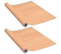 vidaXL 2x Self-adhesive Wood Grain Ahorn PVC Door & Window Decorative Film - Brown, Rustic, Indoor, Rectangular Door and Window Sticker