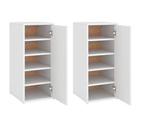 vidaXL 2x Shoe Cabinets Household Supplies Wardrobe Storage Organiser Shoe Storage Cabinet Shelf Rack Footwear Stand Cupboard Chipboard White