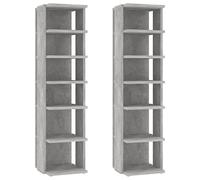 vidaXL 2x Shoe Cabinets Household Supplies Wardrobe Storage Organiser Shoe Storage Cabinet Shelf Rack Footwear Stand Cupboard Chipboard Concrete Grey