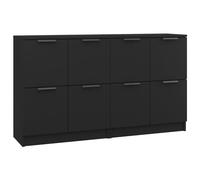 vidaXL 2x Sideboards Black Engineered Wood Storage Cabinet Home Organiser