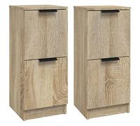 vidaXL 2x Sideboards Living Room Home Organiser Storage Cabinet Cupboard Telephone Cabinet Nightstand Bedside Table Sonoma Oak Engineered Wood