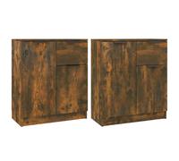 vidaXL Sideboards 2 pcs Smoked Oak 60x30x70 cm Engineered Wood, Brown