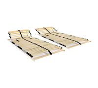 vidaXL 2x Slatted Bed Bases with 28 Slats 7 Zones 80x200cm Adjustable Bed Slat