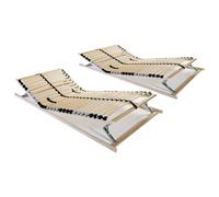 vidaXL 2x Slatted Bed Bases with 28 Slats 7 Zones 90x200cm Adjustable Bed Slat