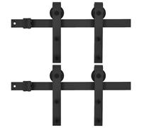 Vidaxl Sliding Door Hardware Kits 2 Pcs 183 Cm Steel Black Sliding Door Hardwares