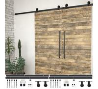 vidaXL 2x Sliding Door Hardware Kits Steel Black Barn Track Rail Frame Hanger
