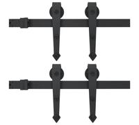 vidaXL 2x Sliding Door Hardware Kits Steel Black Hanger Rail Barn Track Frame