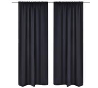 vidaXL 2x Slot-Headed Blackout Curtains 135x245cm Black Window Blinds Drapes