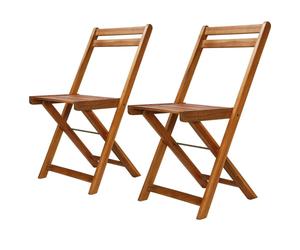 vidaXL 2x Solid Acacia Wood Bistro Chairs 40x51x80cm Outdoor Garden Patio Seat
