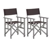 vidaXL 2x Solid Acacia Wood Director's Chairs Grey and Black Folding Chairs