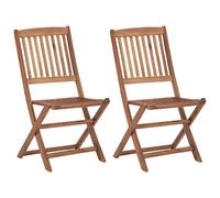 vidaXL 2x Solid Acacia Wood Folding Outdoor Chairs Wooden Dining Seat Garden