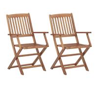 vidaXL Folding Outdoor Chairs 2 pcs Solid Acacia Wood 05 UK HOT