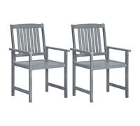 vidaXL 2x Solid Acacia Wood Garden Chairs Grey Outdoor Patio Dining Seating