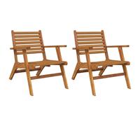 vidaXL 2x Solid Acacia Wood Garden Chairs Outdoor Lounge Relax Chair Seating