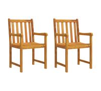 vidaXL 2x Solid Acacia Wood Garden Chairs Outdoor Patio Dining Chair Armchair