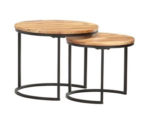 vidaXL 2x Solid Acacia Wood Nesting Tables Acacia Wood Table Couch Table Desk