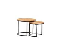 vidaXL 2x Solid Acacia Wood Nesting Tables Couch Table Desk Modern Stackable Nesting Coffee Accent End Table Living Room Furniture Lounge Set