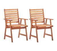 vidaXL 2x Solid Acacia Wood Outdoor Dining Chairs Garden Patio Dinner Chairs