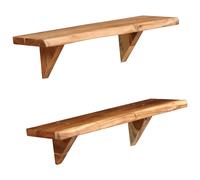 vidaXL 2x Solid Acacia Wood Wall Shelves 60cm Wall Plank Wooden Book Shelf