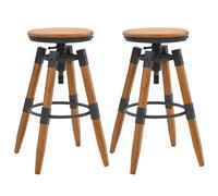 vidaXL 2x Solid Fir Wood Adjustable Bar Stools 53.5x53.5x79cm Home Chair Seat