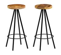 vidaXL 2x Solid Mango Wood Bar Chairs 30x30x76cm Kitchen Dining Breakfast Seat
