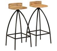 vidaXL 2x Solid Mango Wood Bar Chairs 40x40x82cm Kitchen Dining Room Stools