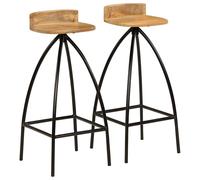 vidaXL 2x Solid Mango Wood Bar Chairs 40x40x82cm Kitchen Dining Room Stools vida