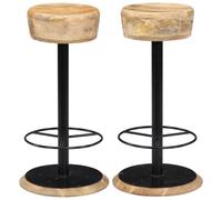 vidaXL 2x Solid Mango Wood Bar Chairs Dining Room Kitchen Breakfast Pub Seat