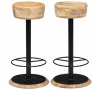 vidaXL 2x Solid Mango Wood Bar Chairs Restaurant Dining Room Living Room Office