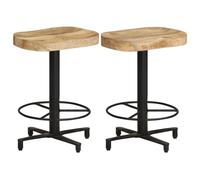 vidaXL 2x Solid Mango Wood Bar Stools 52 cm Wooden Bistro Pub Counter Chair