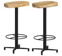 vidaXL 2x Solid Mango Wood Bar Stools 76 cm Wooden Bistro Pub Counter Chair