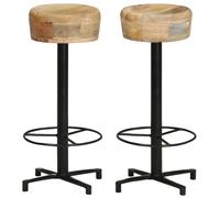 vidaXL 2x Solid Mango Wood Bar Stools 76 cm Wooden Bistro Pub Counter Chair