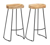 vidaXL 2x Solid Mango Wood Gavin Bar Stools 45x40x78cm Dining Room Chair Seat