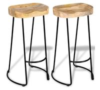 Vidaxl Bar Stools 2 Pcs Solid Mango Wood
