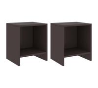 vidaXL 2x Solid Pinewood Bedside Cabinets Dark Brown 40 cm Wooden Side Table